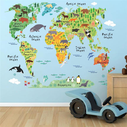 World Map/Animals Wall Stickers for Kids Room - Wnkrs