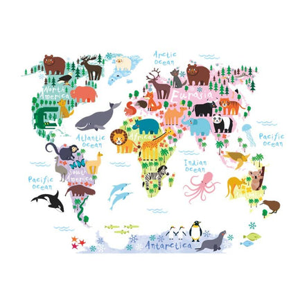 World Map/Animals Wall Stickers for Kids Room - Wnkrs