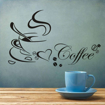 Coffee Cup Design Vinyl Kitchen Wall Sticker - wnkrs