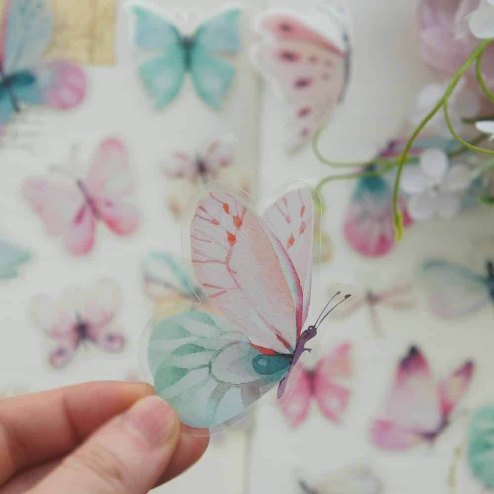 Watercolor Butterfly Style PVC Stickers 38 pcs Set