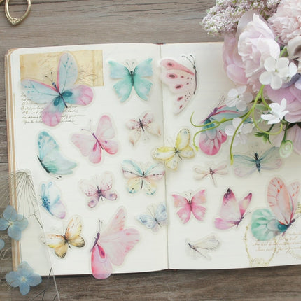 Watercolor Butterfly Style PVC Stickers 38 pcs Set - wnkrs
