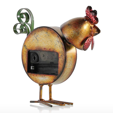 Antique Style Rooster Shaped Iron Table Clock - wnkrs