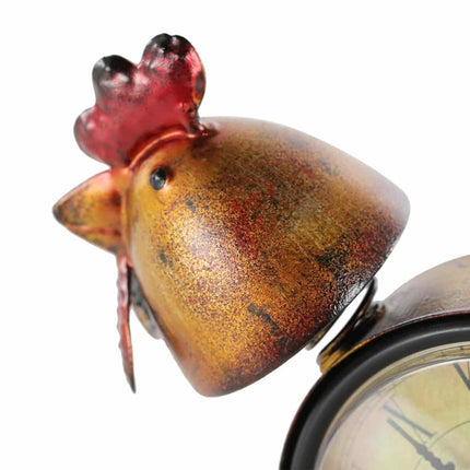Antique Style Rooster Shaped Iron Table Clock - wnkrs