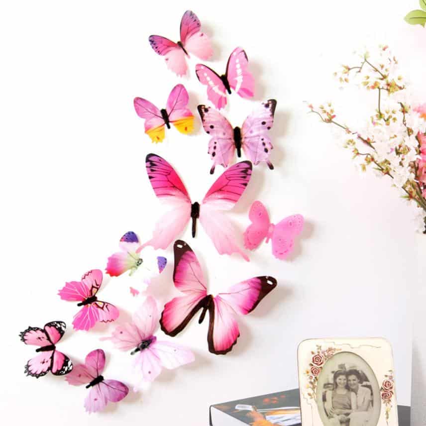 3D Rainbow Butterflies PVC Wall Stickers Set