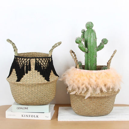 Woven Rattan Tassel Storage Basket - Wnkrs
