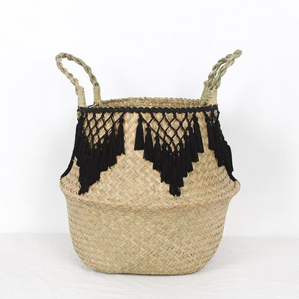 Woven Rattan Tassel Storage Basket - Wnkrs