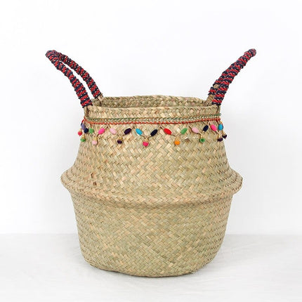 Woven Rattan Tassel Storage Basket - Wnkrs