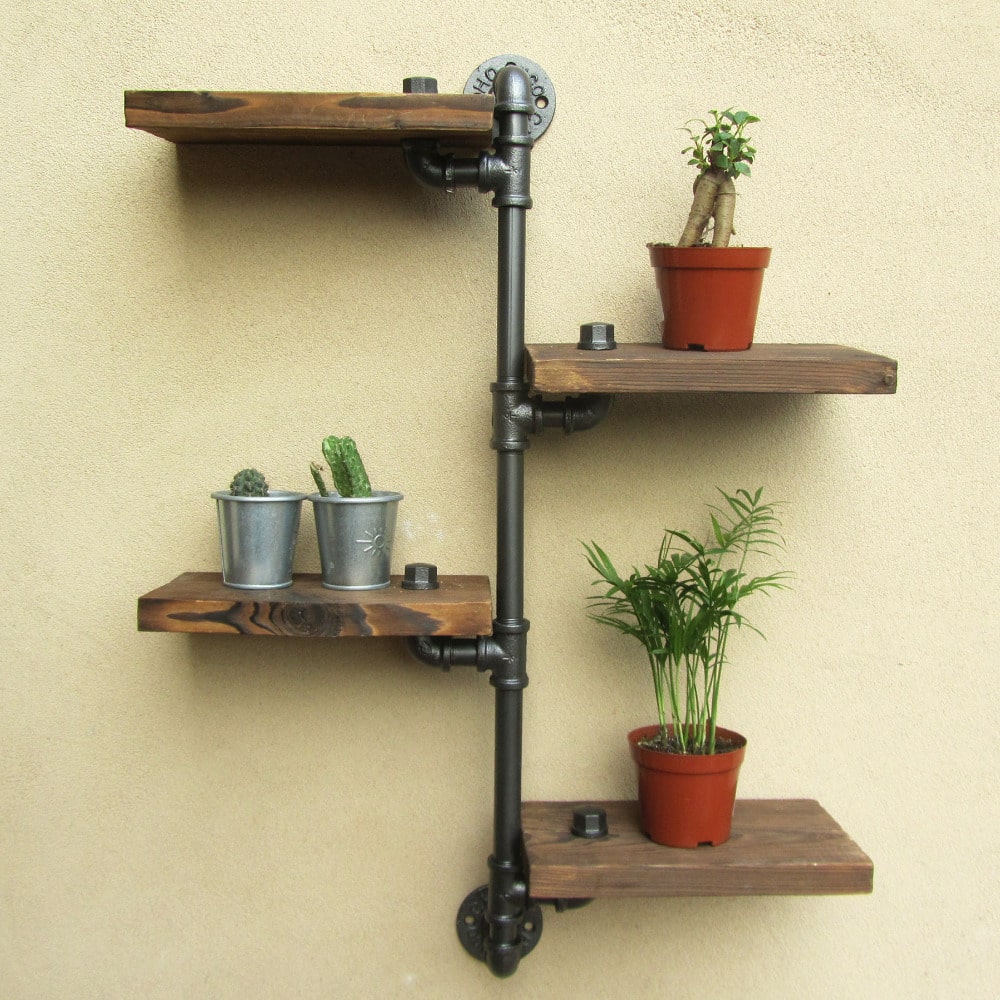 Industrial Iron Pipe Wall Shelf