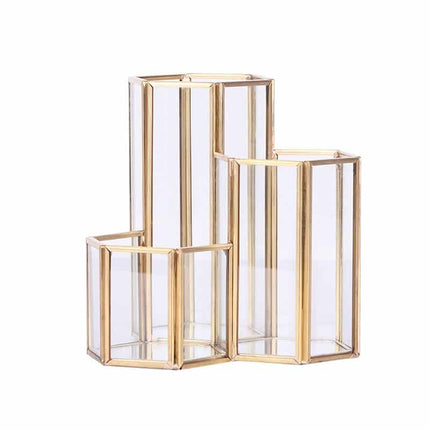 Golden Frame Hexagon Shaped Makeup Organizer - Wnkrs