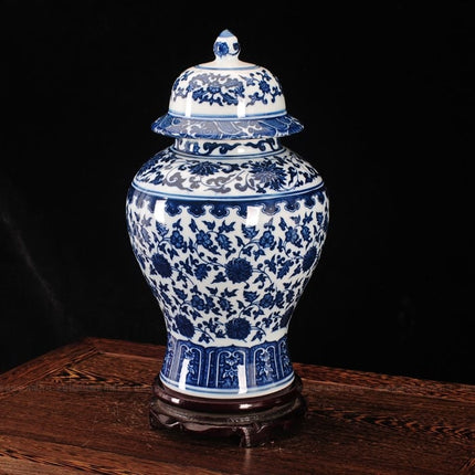 Antique Blue Patterned Ceramic Vase - Wnkrs
