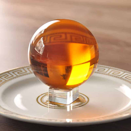 Amber Color Glass Crystal Ball - Wnkrs