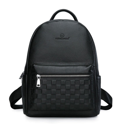 Plaid Men's Genuine Leather Backpack - Wnkrs