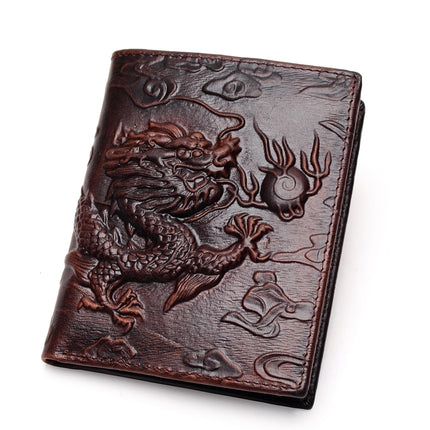 Chinese Dragon Patterned Genuine Leather Men's Wallet - Wnkrs