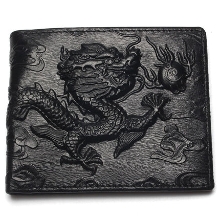 Chinese Dragon Patterned Genuine Leather Men's Wallet - Wnkrs