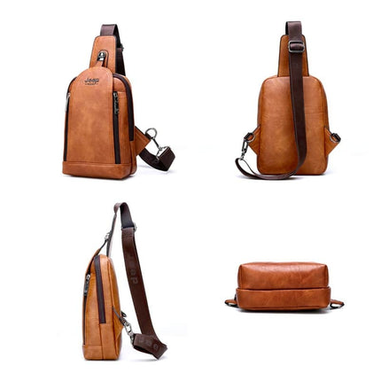 Men's Leather Sling Bag with Wallet - Wnkrs