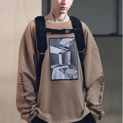 Street Style Men's Black Backpack with Buckles - Wnkrs