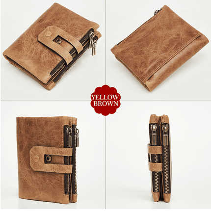 Vintage Leather Wallet with Zipper for Men - Wnkrs