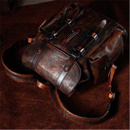 Vintage Style Men's Leather Backpack - Wnkrs