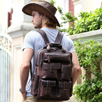 Men's Genuine Leather Travel Backpack - Wnkrs