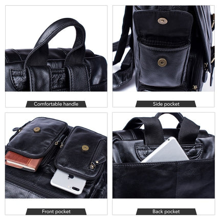 Casual Large Capacity Men's Genuine Leather Backpack - Wnkrs