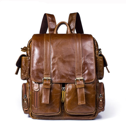 Casual Large Capacity Men's Genuine Leather Backpack - Wnkrs
