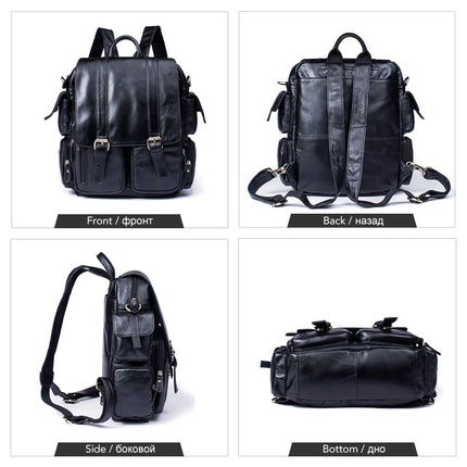 Casual Large Capacity Men's Genuine Leather Backpack - Wnkrs