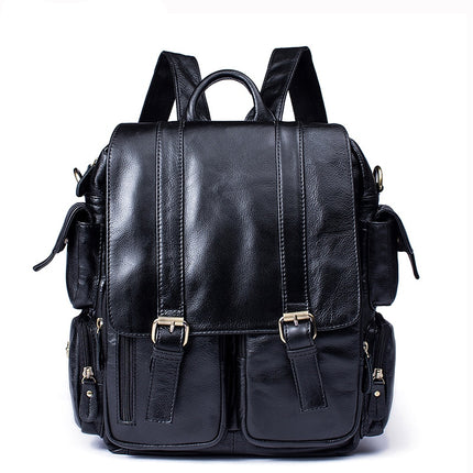 Casual Large Capacity Men's Genuine Leather Backpack - Wnkrs