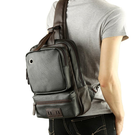 Men's Futuristic Style Leather Backpack - Wnkrs