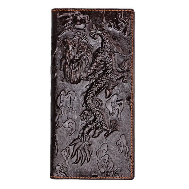 Vintage Dragon Pattern Leather Wallet for Men - Wnkrs
