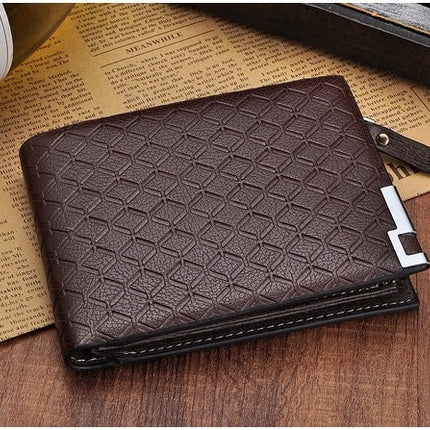 Fashion Geometric PU Leather Men's Wallet - Wnkrs