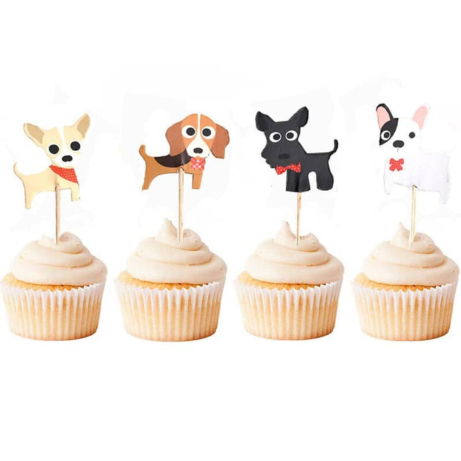 Puppy Dog Cupcake Topper Set 24 Pcs - wnkrs