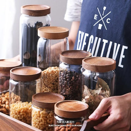 Storage Jar with Dark Wood Lid - wnkrs