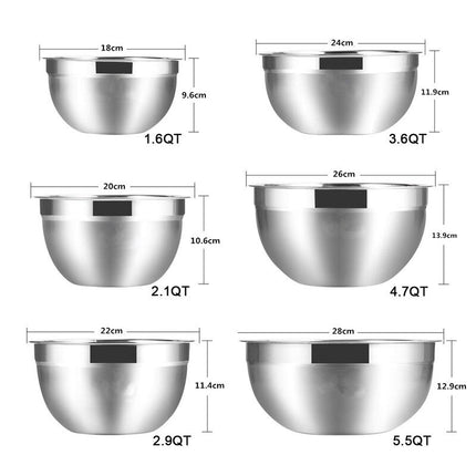 Stainless Steel Mixing Bowls 6 Pcs Set - wnkrs
