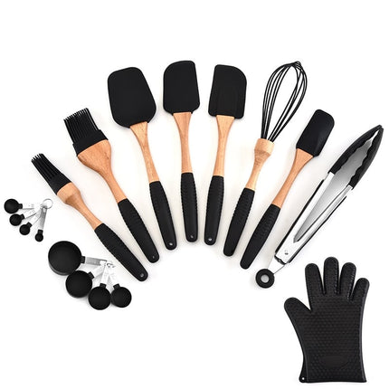 Wooden Handle Silicone Kitchenware Set - wnkrs