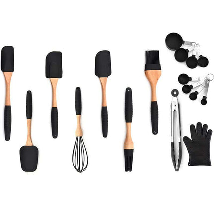 Wooden Handle Silicone Kitchenware Set - wnkrs