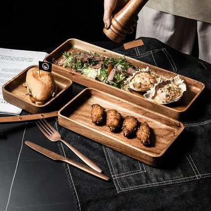 Acacia Wood Geometric Serving Tray - wnkrs