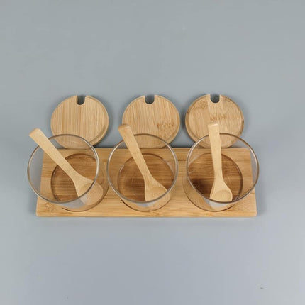 Glass and Wood Storage Jars Set with Spoon - wnkrs