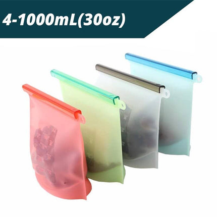 Reusable Silicone Food Storage Bags 4 Pcs Set - wnkrs