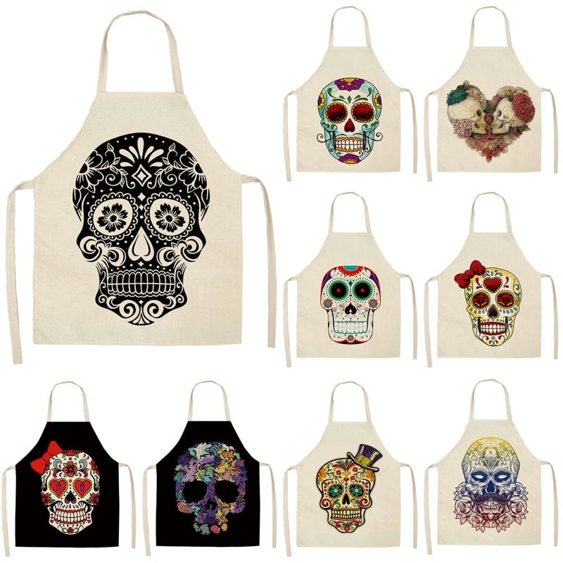 Sugar Skull Patterned Kitchen Apron