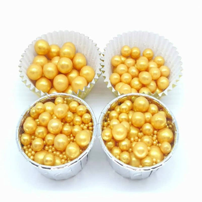 Golden Pearl Sprinkles in Different Sizes - Wnkrs