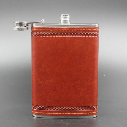 Leather Wrapped Hip Flask with Funnel - wnkrs