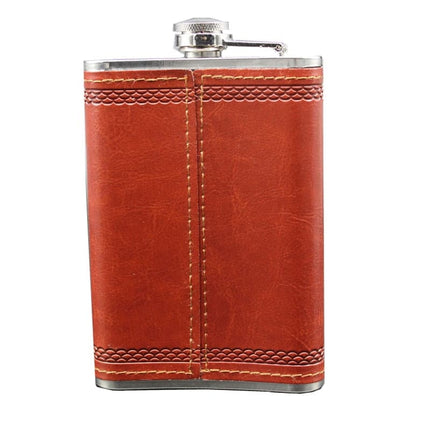 Leather Wrapped Hip Flask with Funnel - wnkrs