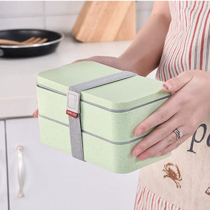 Wheat Straw Double Layers Lunch Box with Spoon - Wnkrs