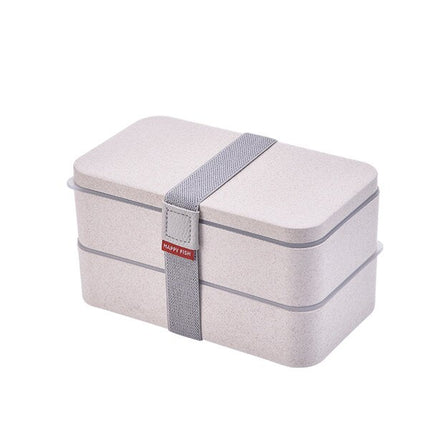 Wheat Straw Double Layers Lunch Box with Spoon - Wnkrs
