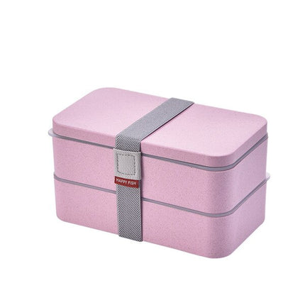 Wheat Straw Double Layers Lunch Box with Spoon - Wnkrs