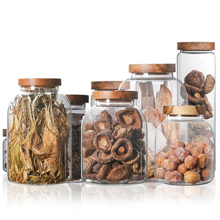 Glass Syorage Jar with Wooden Lid - Wnkrs