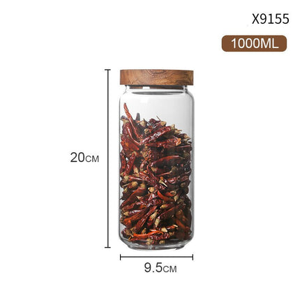 Glass Syorage Jar with Wooden Lid - Wnkrs