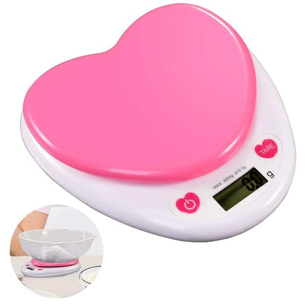 Pink Heart Shaped Digital Kitchen Scale with LCD Display - Wnkrs