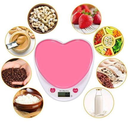 Pink Heart Shaped Digital Kitchen Scale with LCD Display - Wnkrs