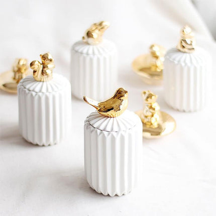 Small Animal Ceramic Storage Pot with Lid - Wnkrs